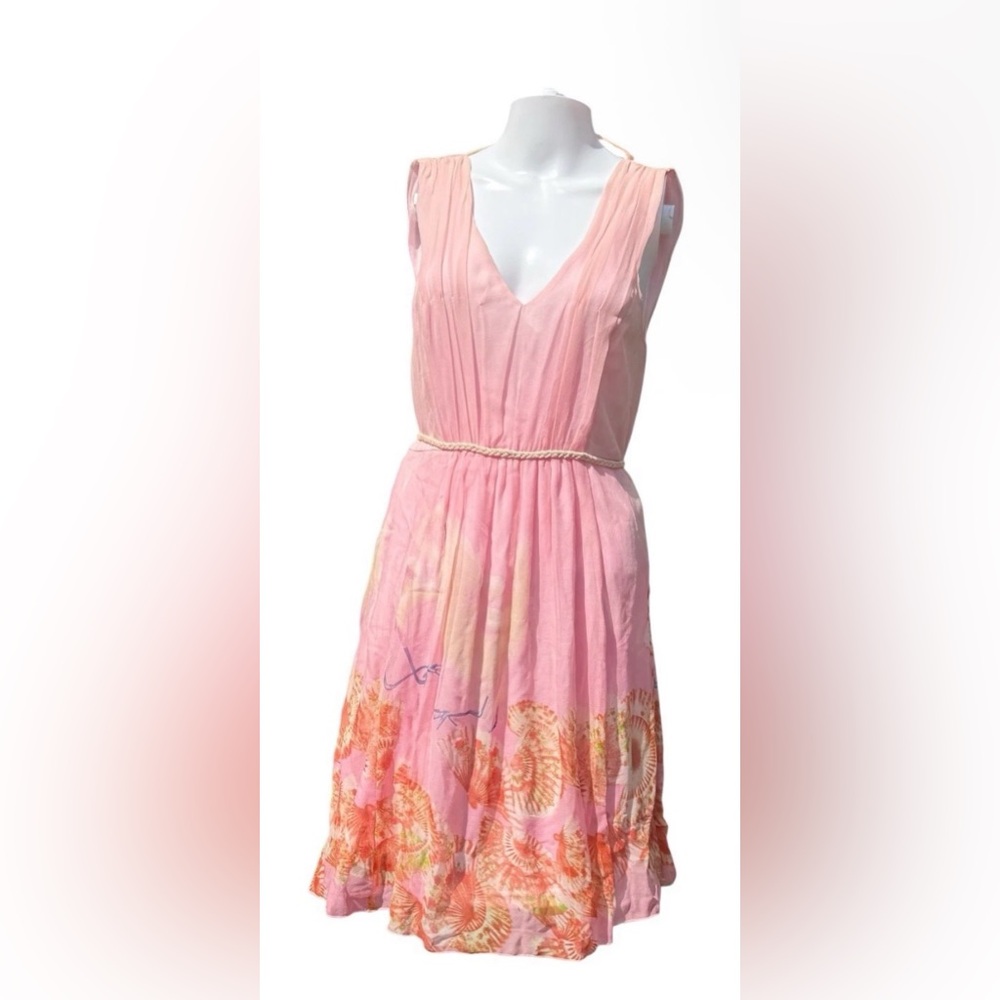 Traffic People Dress Medium 100% Silk Pink Floral Whimsical Flowy Fairy Boho